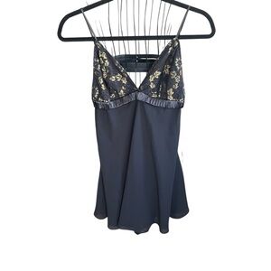 Flora Nickrooz Vintage Black/Gold Slip Dress Nightie Lingerie Womens Size Medium